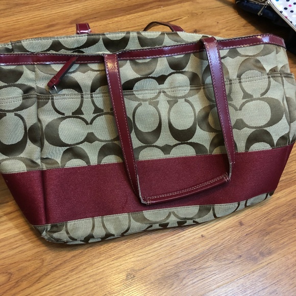 Coach Red & Brown Diaper Bag - Picture 2 of 8